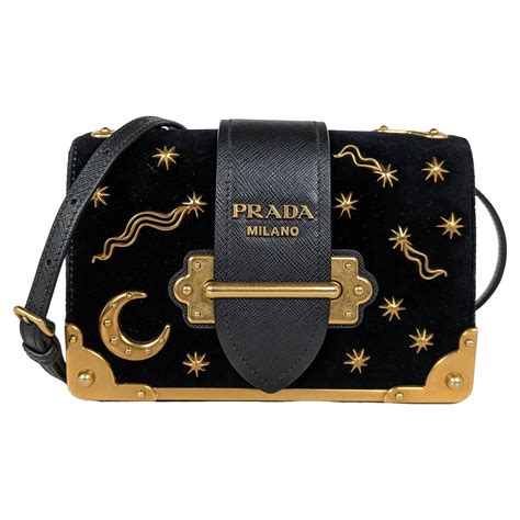 Prada Cahier Moon And Stars Celestial Astrology Black Velvet